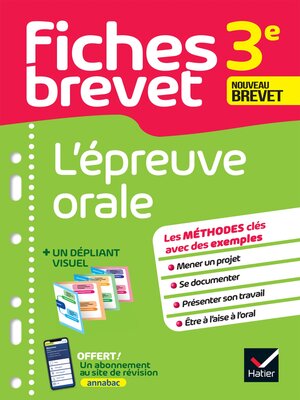 cover image of Fiches brevet L'épreuve orale 3e Brevet 2024